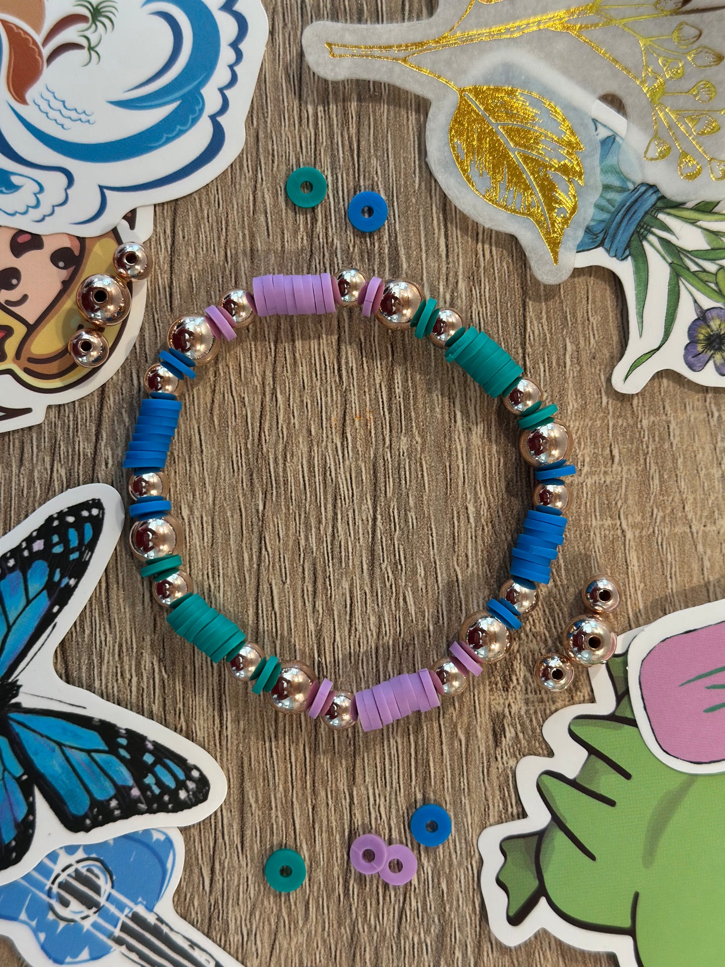 Purple Blue and teal Mermaid Bracelet