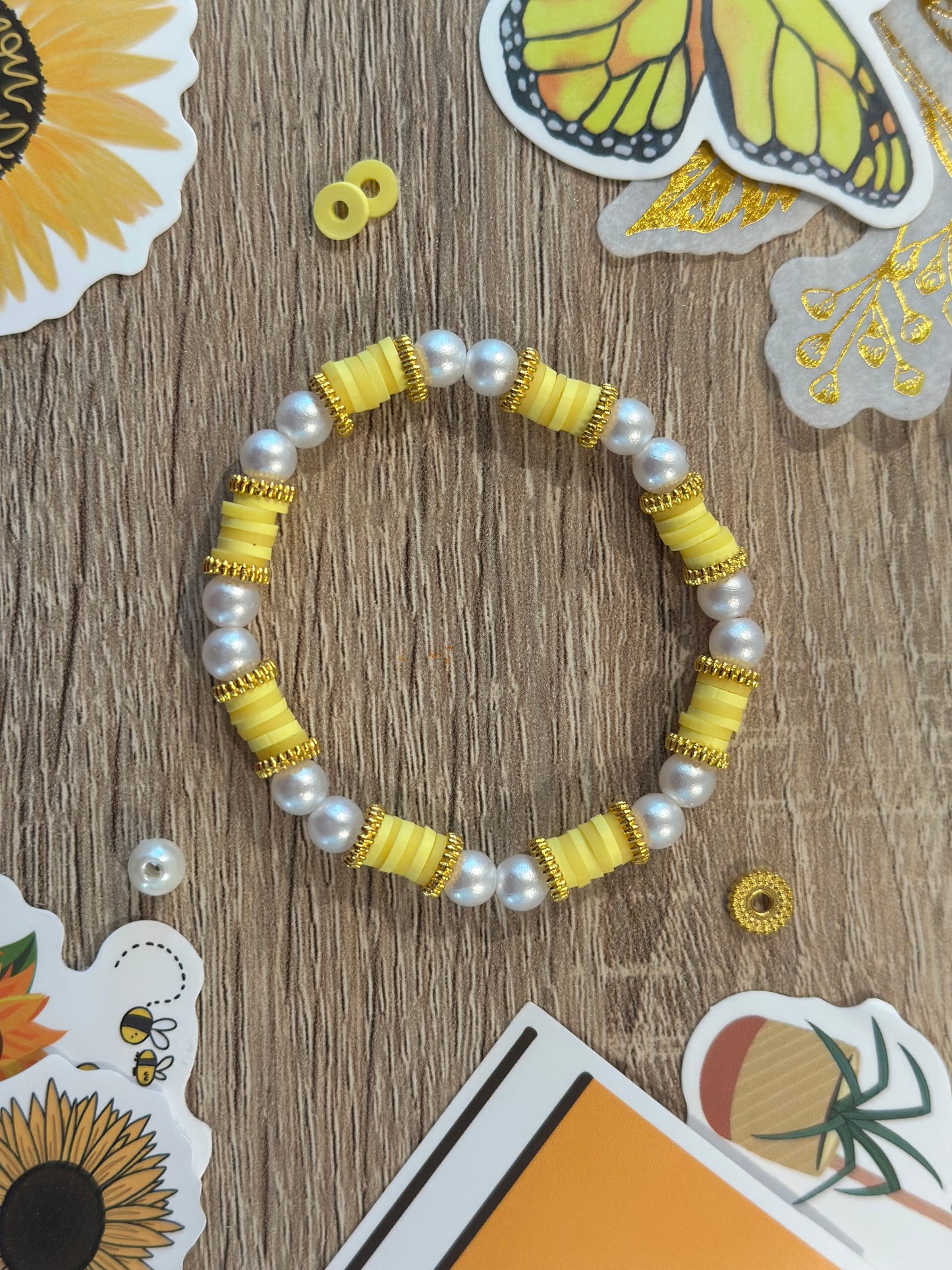 Yellow clay bead bracelet